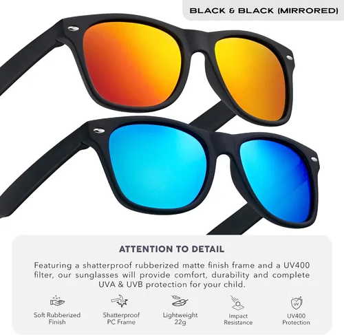 Miniatura 3 de LEICO FASHION Gafas de sol polarizadas retro para niños y niñas de 3 a 12 años inastillables con protección UV para niños pequeños