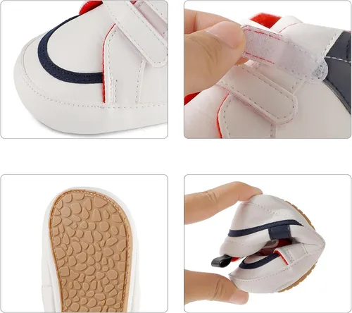 Miniatura 3 de ESTAMICO - Tenis de piel sintética para bebés, niños y niñas, suela de goma antideslizante, para primeros pasos, zapatos para exteriores