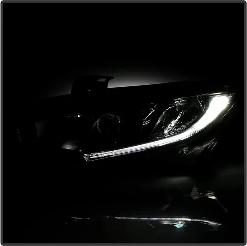 Miniatura 6 de ACANII - Para [tipo halógeno] 2016-2021 Honda Civic Chrome Housing LED DRL Proyector Faros Faros Par Izquierdo+Derecho