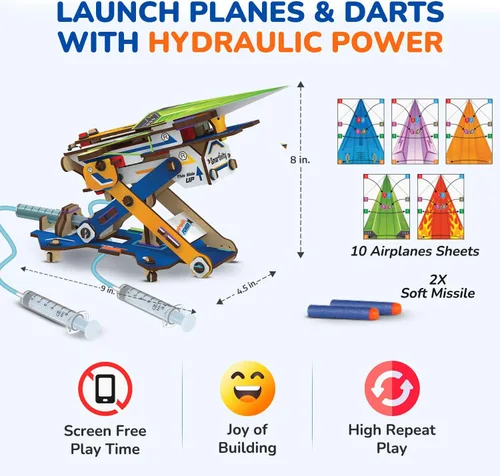 Miniatura 4 de Smartivity DIY 2 en 1 Aviones de papel hidráulicos y lanzadores de dardos STEM juguete para niños de 6 a 14 años Regalos de cumpleaños para niños