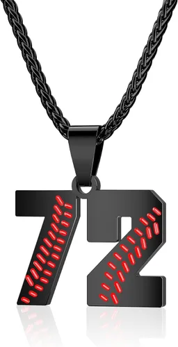 Miniatura 55 de Collar con número de béisbol para niños 00-99, collar con número de camiseta de béisbol de acero inoxidable, colgante personalizado, regalo