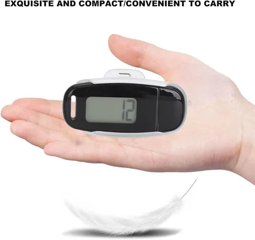 Miniatura 2 de Contador de pasos Pantalla LCD grande recargable por USB preciso portátil ligero podómetro con cordón para mujeres, hombres y niños (negro)