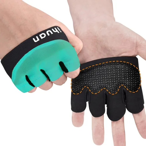 Miniatura 10 de ihuan Nuevos guantes de entrenamiento de gimnasio para levantamiento de pesas para hombres y mujeres, ideales para levantamiento de pesas, Negro