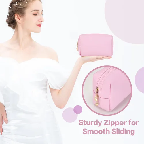 Miniatura 4 de HAOGUAGUA Bolsa de maquillaje para mujer, organizador impermeable de viaje, organizador de cosméticos para mujeres, tamaño mediano (rosa)