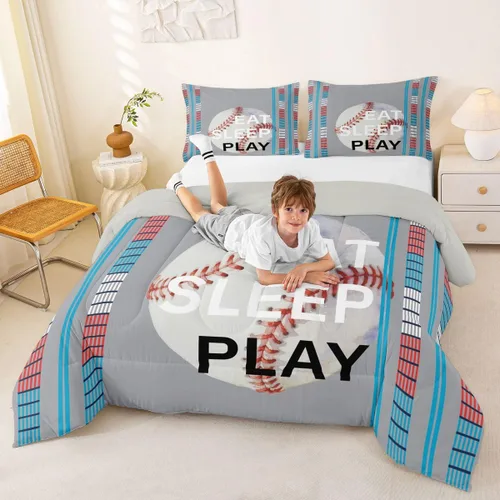 Miniatura 42 de Feelyou Juego de edredón de baloncesto para niñas y niños, juego de ropa de cama con juegos de pelota, decoración de habitación, regalo para amantes