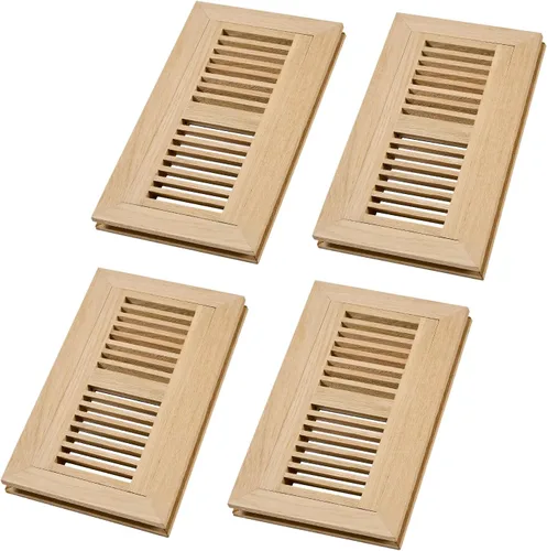 Miniatura 8 de Registro de piso de madera de roble blanco, montaje empotrado con marco, 4 x 10 pulgadas, sin terminar Blanco (White Oak)