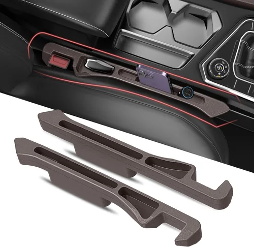 Miniatura 10 de Relleno para Huecos de Asiento de Carro Paquete de 2, Se Inserta Entre Asientos y Consola con Almacenamiento Organizador, Soporte de Teléfono