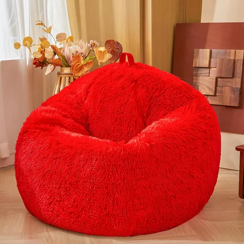 Miniatura 15 de Fundas para puf de pelo sintético mullido color beige, funda para silla puff de felpa suave color beige para niños y niñas, almacenamiento de puf
