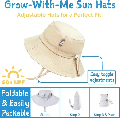 Miniatura 3 de JAN & JUL Grow-with-Me Sun-Hat UPF 50+ - Cubo de algodón para niños, con ala grande