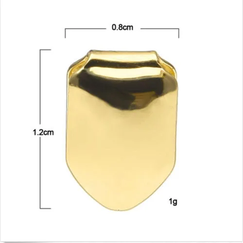 Miniatura 4 de Onwon 2 piezas chapadas en oro de 14 quilates Grillz Hip Hop Top Tooth Single Grill Cap para dientes boca, Goma