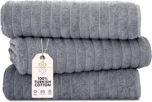 Miniatura 40 de Classic Turkish Towels - Juego de toallas de baño de algodón extragrande de alta calidad, gruesas y absorbentes, toallas de baño de lujo acanaladas
