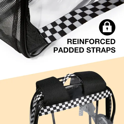 Miniatura 4 de LIGHT FLIGHT Mochila grande transparente con correas acolchadas reforzadas, mochila transparente de PVC resistente, bolsas transparentes