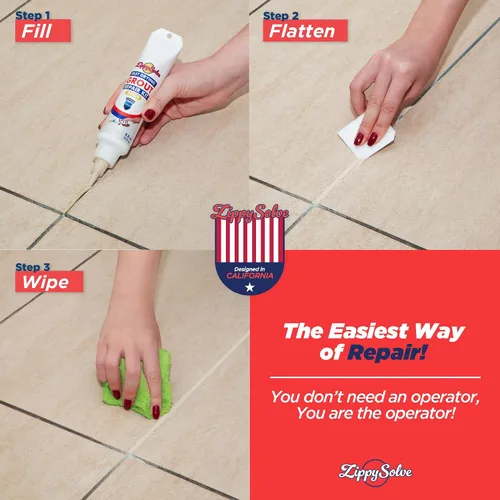 Miniatura 6 de ZippySolve Lechada para Azulejos, Kit de Reparación, Paquete de 2 Rellenos de Lechada, Restaura y Renueva la Línea de Juntas de Azulejos, Tubo