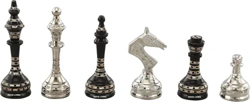 Miniatura 7 de Juego de mesa de ajedrez prémium lujoso y decorativo, 14 x 14 pulgadas, multicolor, juego de ajedrez coleccionable y hecho a mano para profesionales