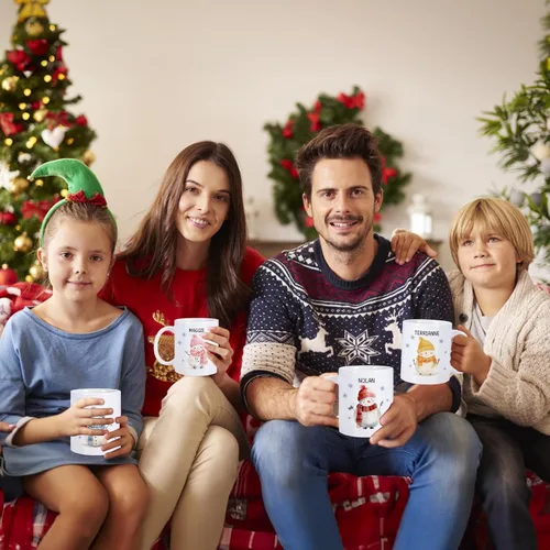 Miniatura 3 de Taza de Navidad personalizada para niños, taza de café con nombre personalizado de muñeco de nieve para niñas y niños, taza de chocolate caliente