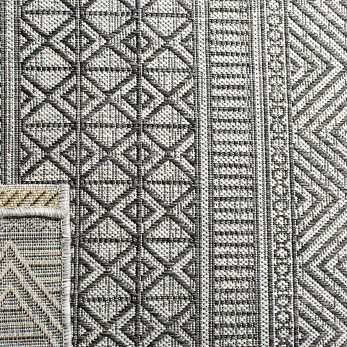 Miniatura 3 de SAFAVIEH Alfombra lavable para exteriores, colección Courtyard de 2.3 x 16 pies, color negro y gris, no desprende pelusa y de fácil limpieza, ideal