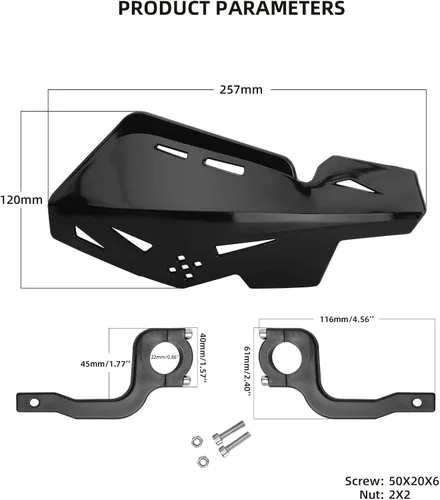 Miniatura 2 de Paramanos universal de 7/8" 22mm y 1 1/8" 28mm para manillar de nylon, para moto de cross, motocross, ATV, para SX SXF EXC XCW - Negro