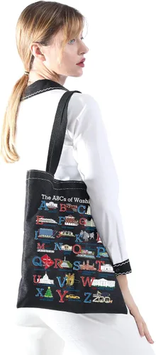 Miniatura 14 de MNIGIU Washington DC Alphabets Tote Bag Washington DC Souvenir Gift Washington DC Welcome Bag