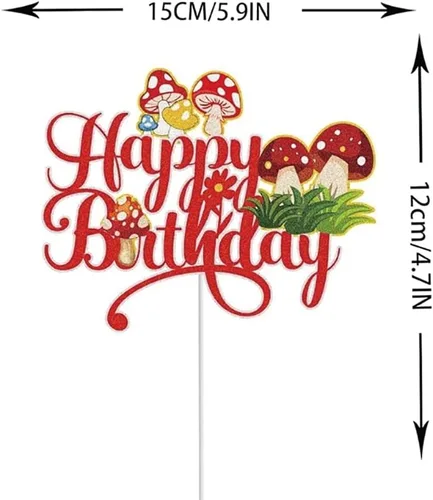 Miniatura 2 de PayPie Decoración de pastel de cumpleaños con purpurina roja, suministros de fiesta de cumpleaños para niños y niñas