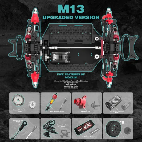 Miniatura 10 de Hosim Coches RC sin escobillas para adultos y niños rápidos 50 mph, camiones RC 4x4 todo terreno todoterreno impermeable de alta velocidad 1/14 RTR
