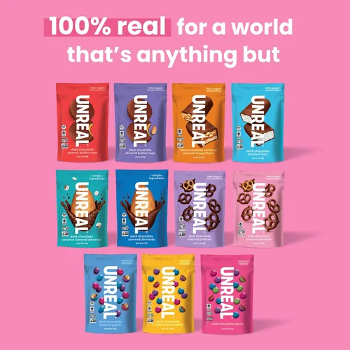 Miniatura 7 de UNREAL Gemas de chocolate con leche, certificado de comercio justo, sin OMG, fabricadas con ingredientes y colores sin gluten de la naturaleza, sin