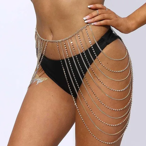 Miniatura 3 de Victray Cadenas de cintura con capas de cristal bohemio, cadena de cuerpo de playa, cinturones de moda, accesorios corporales, joyería para mujeres