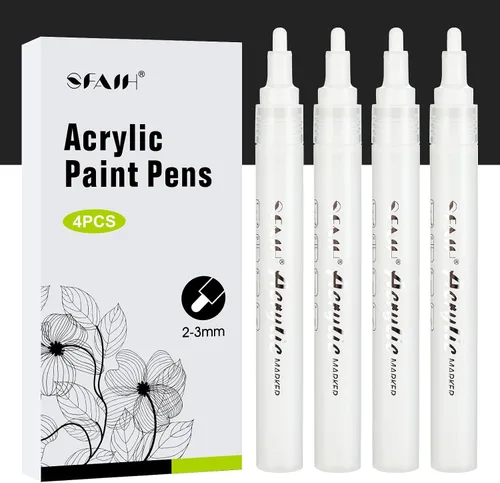 Miniatura 7 de SFAIH Plumones de pintura negros - Juego de 4 marcadores acrílicos de punta media de 2-3 mm para pintar sobre rocas, letras en negrita, elaboración