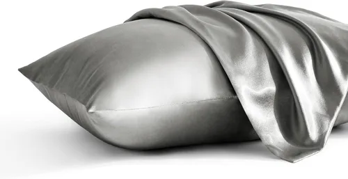 Miniatura 10 de BEDSUM Paquete de 2 fundas de almohada de satén de seda para niños pequeños, fundas de almohada sedosas de lujo con cierre de sobre para bebés, Rosa