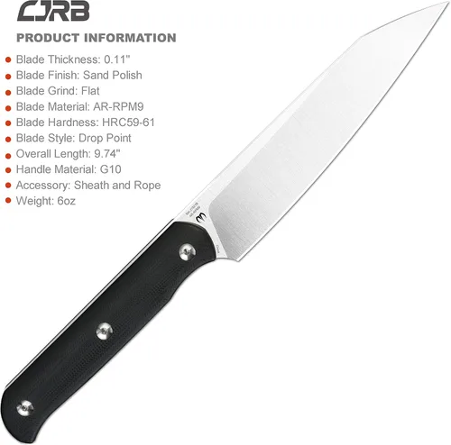 Miniatura 4 de CJRB CUTLERY Cuchillo táctico Silax (J1921) AR-RPM9 Hoja de acero en polvo Negro G10 Mango Cuchillo de bolsillo Cuchillo de hoja fija Cuchillo EDC