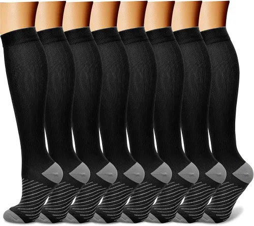 Miniatura 40 de CHARMKING Calcetines de compresión para mujeres y hombres para circulación (8 pares) 15-20 mmHg, mejor soporte para ciclismo atlético