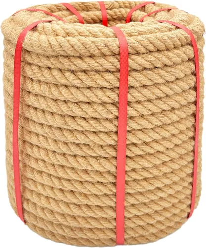 Miniatura 9 de Cuerda de cáñamo de 1 pulgada x 50 pies, cuerda trenzada de 4 hebras resistente para manualidades, decoración náutica, tira y afloja, paisajismo