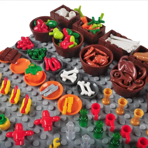Miniatura 3 de 180 piezas de bloques de construcción de alimentos, accesorios de cocina, juego de ladrillos de construcción, juego de construcción de bricolaje