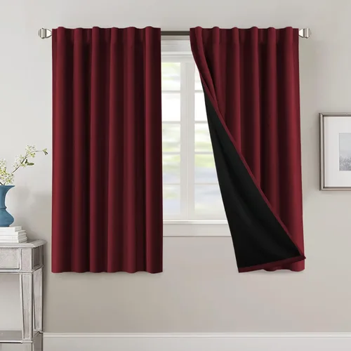 Miniatura 51 de H.VERSAILTEX Cortinas 100% opacas para dormitorio con forro negro, cortinas de oscurecimiento de habitación completa, con aislamiento térmico