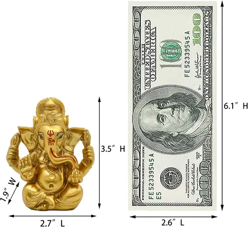 Miniatura 5 de alikiki Estatua de Dios indio Señor Ganesh – Dios hindú Golden Ganesha Figuras de ídolo para decoración de tablero de automóvil, regalo hindú indio
