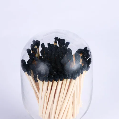 Miniatura 6 de Cerillas negras de 3 pulgadas incluidas, soporte de vidrio con golpeador, Cloche de vidrio con golpeador, fósforos en un frasco con golpeador, tarro