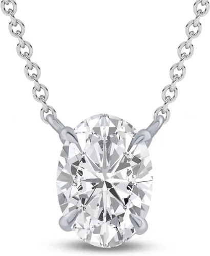 La Joya Collares de diamantes de 1 quilate para mujer | Collar de diamante solitario cultivado en laboratorio GH VS/SI | Cadena de oro macizo