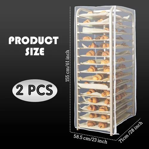 Miniatura 2 de Riakrum 2 piezas de 2 piezas de cubierta para panecillos para panadería, hoja de 20 niveles para el hogar, cocina, restaurante, panadería, 28