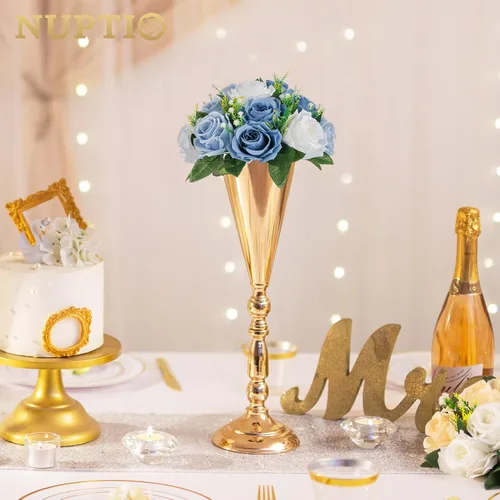 Miniatura 2 de NUPTIO Centros de Mesa Florales de Boda para Mesas: Bola de Flores Artificiales Azul Polvoriento y Blanco para Bodas y Fiesta - 2 Piezas de Arreglos