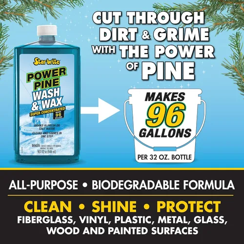 Miniatura 4 de STAR BRITE Power Pine Wash & Wax - Fórmula concentrada de grado marino para barcos, automóviles y más, limpia, brillo, protección UV y elimina
