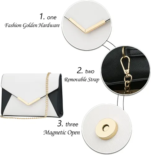 Miniatura 3 de KKXIU Elegante bolso de mano de cuero sintético para mujer bolso de mano para fiesta boda baile de graduación