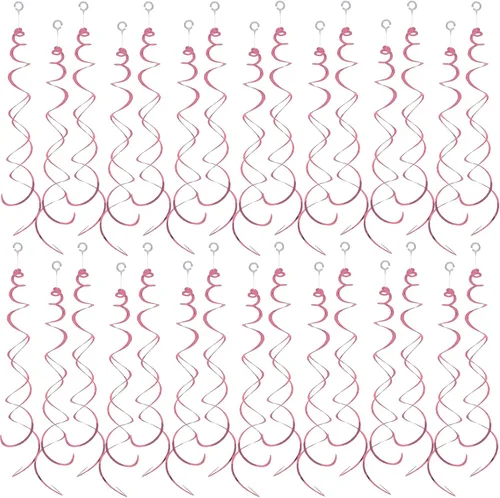 Miniatura 13 de 30 piezas de decoración de fiesta de remolinos colgantes, decoraciones de papel de aluminio, espiral, serpentina de plástico para techo, cumpleaños