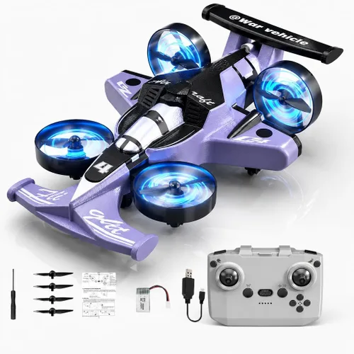Juguete de coche y avión volador a control remoto, juguetes para niños y niñas, dron helicóptero estilo jet con capacidad de giro de 360°, aviones