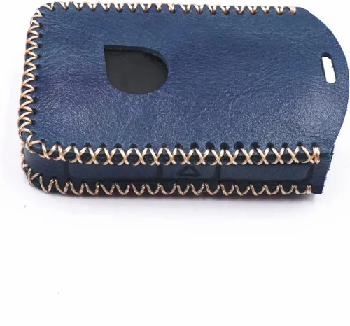 Miniatura 4 de Funda de cuero para llavero remoto inteligente de 4 botones para Volvo XC40 XC60 XC90 S90 S60 V60 V90 2019 2020 2021 2022 2023 (azul)