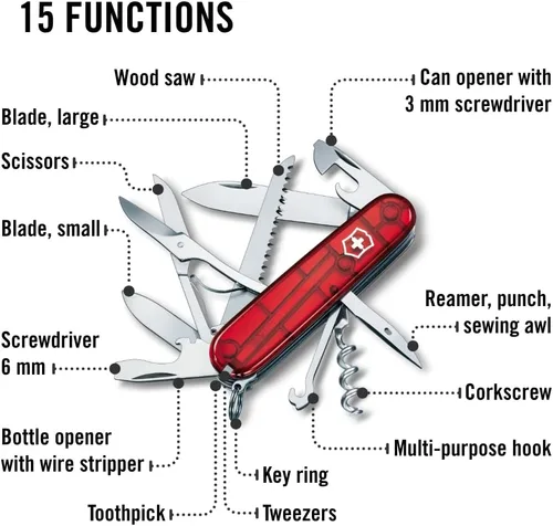 Miniatura 4 de Victorinox Huntsman - Cuchillo suizo del ejército, 15 funciones, cuchillo de bolsillo de fabricación suiza con hoja grande, destornillador, tijeras