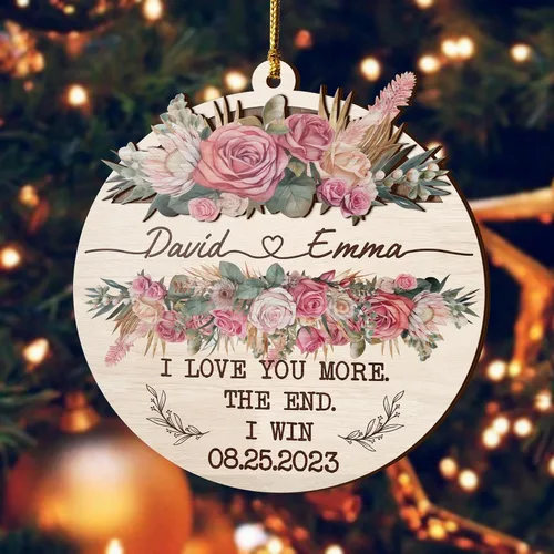 Miniatura 5 de V VIBEPY Impreso en toda la superficie, adornos personalizados para parejas, adornos de Navidad, adornos de boda, 3.5 pulgadas, adornos de 3 capas