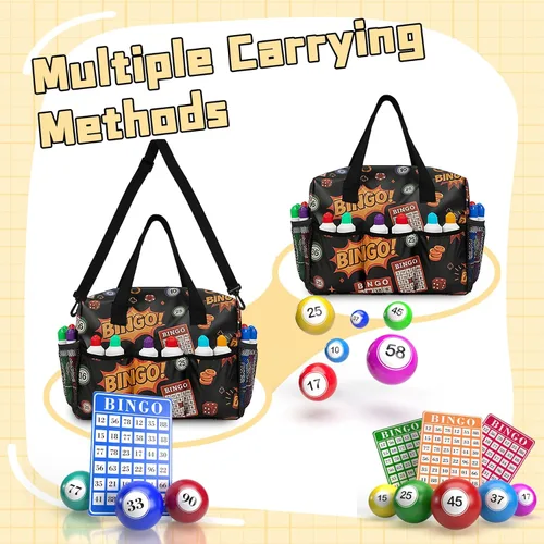 Miniatura 3 de Bolsa de bingo con bolsillos para Bingo Daubers Dabbers Dobbers Dotters resistente al agua, accesorios para juegos de bingo para adultos y personas