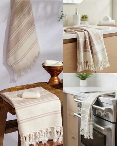 Miniatura 2 de DEMMEX Toallas de mano turcas de algodón orgánico certificado para baño, juego de 2, toallas de cocina y gimnasio, toallas de viaje compactas