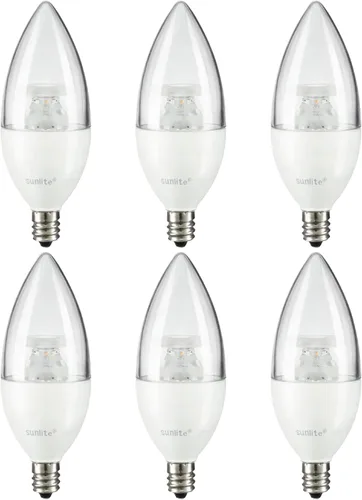 Miniatura 11 de Sunlite Bombilla LED B11 con punta de torpedo esmerilada, 4.5 vatios (equivalente a 40 W) 300 lúmenes, base de candelabro E12, regulable, 5000K luz