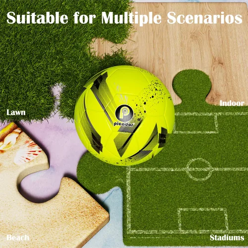 Miniatura 6 de PP PICADOR Balón de fútbol de tamaño 5, oficial para adultos y jóvenes, pelotas de fútbol para deportes al aire libre e interiores con bomba