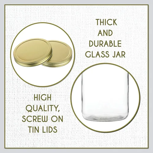 Miniatura 3 de kitchentoolz Juego de 3 tarros de vidrio grandes de un galón con tapa, tarro de boca ancha para té al sol, decapado, kombucha, jarra de vidrio de 1